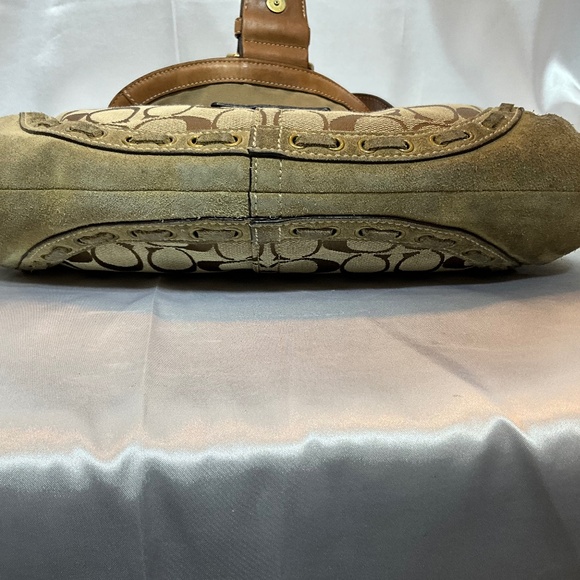 Coach hobo bag, suede and signature print with leather trim 32-B4a - Picture 9 of 9